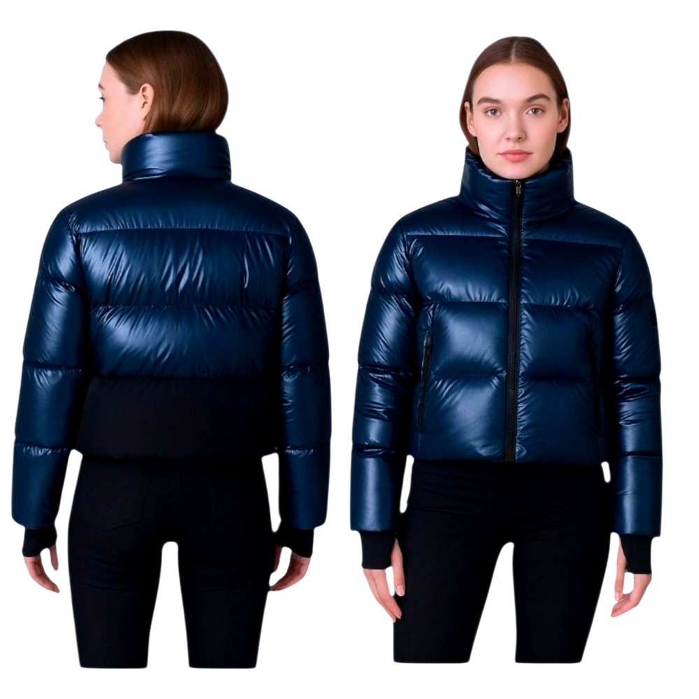 The‎ Recycled Planet NWT Womens Evo Metallic Navy Blue Puffer Ski Jacket Down XL
